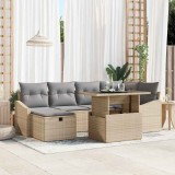 vidaXL Set de canapele pentru grădină cu pernă 7 pcs Bej Rattan poli