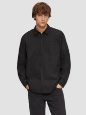Camasa barbati cu maneca lunga, din bumbac, croiala Regular Fit, Negru, M