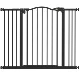 PawHut Poartă Extensibilă pentru c&acirc;ini fără șuruburi, Poartă de Siguranță Reglabilă, 94-100x78 cm, Negru | Aosom Romania