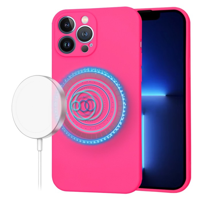 Husa silicon iPhone 13 Pro Max Techsuit SoftFlex MagSafe, fucsia