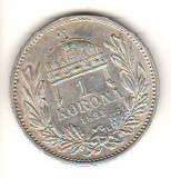 SV * Ungaria 1 KORONA / O COROANA 1893 * ARGINT * Imparatul Fr. Josef * VF+/ -XF, Europa, Cupru (arama)