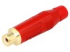 Conector RCA Mama Aurit Amphenol ACJR-RED, Montare pe Cablu, Dreapta, Rosu, Diametru 3-7mm