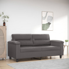 Canapea cu 2 locuri, gri, 140 cm, piele ecologica foto