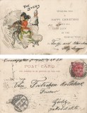 ~Marea Britanie, Carte postala, felicitare de Craciun, 1902