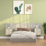 Tablie de pat cu dulapuri, gri beton, lemn prelucrat GartenMobel Dekor, vidaXL