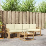 vidaXL Set Canapele Exterior Lemn Acacia 5 Piese Alb Crem cu Perne Mobila Gradina Rezistent Intemperii