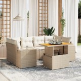 Gossi set canapele de gradina, 7 piese, cu perne, bej, poliratan