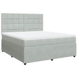 Cumpara ieftin Pat box spring cu saltea, gri deschis, 180x200 cm, catifea