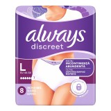 Chiloti pentru incontinenta urinara Discreet Plus, 6 picaturi, marimea L, 8 bucati, Always