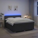 Cumpara ieftin Pat boxspring cu saltea Gri inchis 160 x 200 cm Tesatura