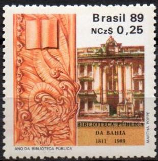 BRAZILIA 1989, Arhitectura, Biblioteca Publică Bahia, MNH foto