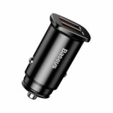 Incarcator AUTO Baseus Metal, QC3.0, 2 x USB, total output 30W, pt. bricheta auto, negru
