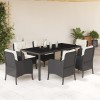 VidaXL Set mobilier de grădină cu perne, 7 piese, negru, poliratan 3211846