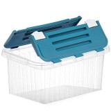 Cutie depozitare 33 l cu capac incorporat din plastic transparenta