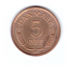 Moneda Danemarca 5 ore 1964, stare foarte buna, curata