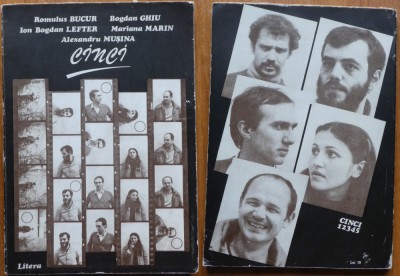 Cinci, 1982, 5 autografe catre Roger Campeanu, de Romulus Bucur, Bogdan Ghiu, Bogdan Lefter, Mariana Marin, Musina, desen original Tudor Jebeleanu foto