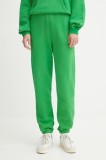 American Vintage pantaloni de trening culoarea verde, uni, IZU05B