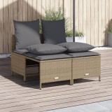 vidaXL Set canapele de grădină, 4 piese, cu perne, bej, poliratan 368383