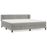Cumpara ieftin Pat box spring cu saltea, gri deschis, 200x200 cm, catifea
