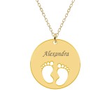My kid - Colier personalizat banut cu nume si talpite din argint 925 placat cu aur galben 24K