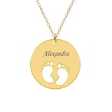 My kid - Colier personalizat banut cu nume si talpite din argint 925 placat cu aur galben 24K