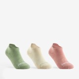 Șosete de tenis scurte Artengo RS 160 verde-bej-roz copii, set de 3 perechi