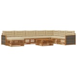 vidaXL Set de canapele de exterior cu pernă 9 pcs Natural și Bej 3383741