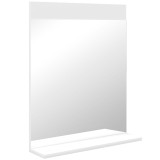 HOMCOM Oglindă de Baie pentru Perete &icirc;n Stil Modern, Oglindă de Baie cu Raft, 50x12x60 cm, Alb | Aosom Romania