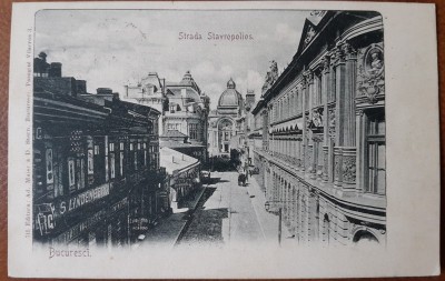Carte postala, Bucuresti strada Stavropoleos, 1903 foto