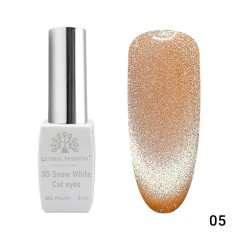 Oja semipermanenta, Snow White, 3D Cat Eye, Global Fashion 8ml, 05(FARA TPO)