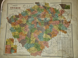 harta boemia ( republica ceha ) - din anul 1914 - dimensiuni 63/50 cm