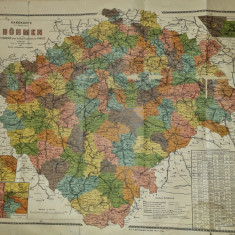 harta boemia ( republica ceha ) - din anul 1914 - dimensiuni 63/50 cm