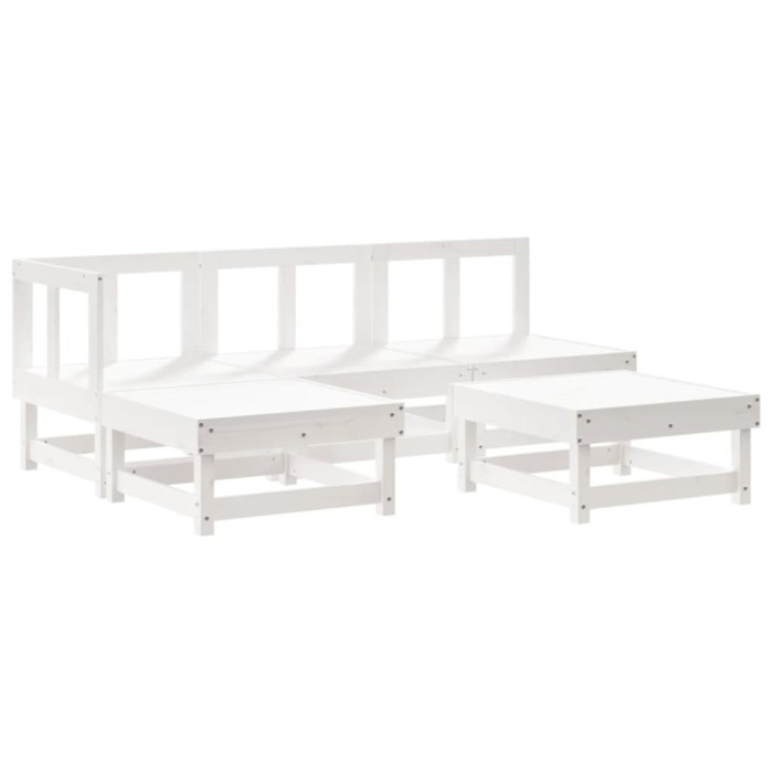 Set mobilier relaxare de gradina 5 piese alb lemn masiv de pin