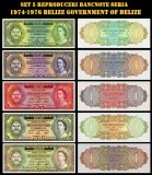 Set 5 reproduceri bancnote Seria 1974-1976 Government of Belize