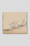 Karl Lagerfeld portofel de piele K.SIGNATURE culoarea bej, A3W32019