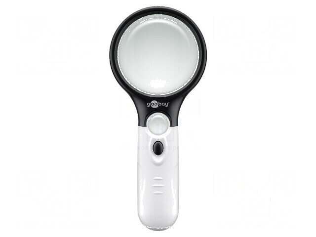 Lupă manuală cu lentilă &Oslash;22mm și &Oslash;75mm, iluminare LED albă 10000K