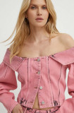 K+LUSHA bluza subtire de blugi femei, culoarea roz, neted, KLMEDUSADF130KLW11