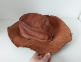 * Palarie de cowboy autentica de piele naturala facuta manual, vintage,