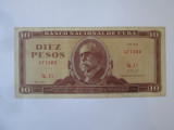 Cuba 10 Pesos 1968 Maximo Gomez/Fidel Castro, Circulata, Iasi, Printata