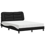 Cumpara ieftin Pat cu saltea, Hvar, negru si alb, 140x190 cm, piele ecologica