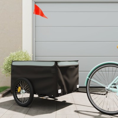 vidaXL Remorcă pentru biciclete, negru și gri, 45 kg, fier foto