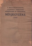 MSPN50 A Magyarorsz&aacute;gt&oacute;l elcsatolt ter&uuml;letek k&ouml;zs&eacute;geinek &eacute;s v&aacute;rosainak n&eacute;vjegyz&eacute;ke, 1944, Budapest