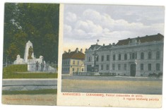 583 - CARANSEBES, Timis, Park, King statue, Romania - old postcard - used - 1918