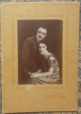 Cuplu// fotografie pe carton, Siegmund Packer Iasi 1922 foto