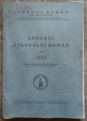 Anuarul Ateneului Roman pe 1934 foto