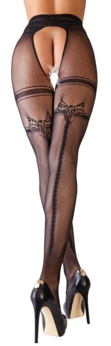 Colanti catifelati, moi, fara crotch, cu jartiera integrata , Cottelli Legware