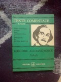 E1 Texte comentate, Grigore Alexandrescu - Fabule - Sanda Radian