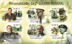 MOZAMBIC 2011 - Personalitati politice si militare din WW2 / set complet - bloc+colita MNH ( 2 imagini)