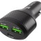 Alimentator auto NATEC USB A x2 și USB C 60W negru