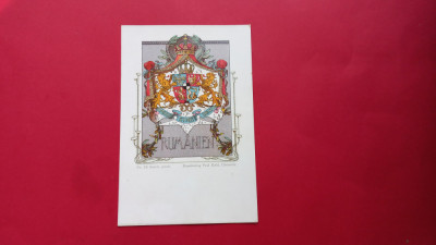 Litho Bucuresti Stema Regala Heraldic Royalty Litografie foto